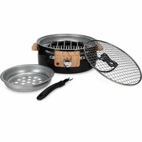Norlander Hybride BBQ - Elektrisch of Houtskool Barbecue - 35 x 35 x 13 cm - Zwart