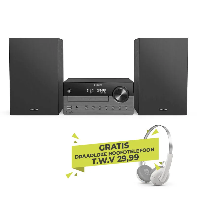 Philips TAM4505M2/12 Micromuzieksysteem met GRATIS Draadloze Hoofdtelefoon t.w.v 29,99