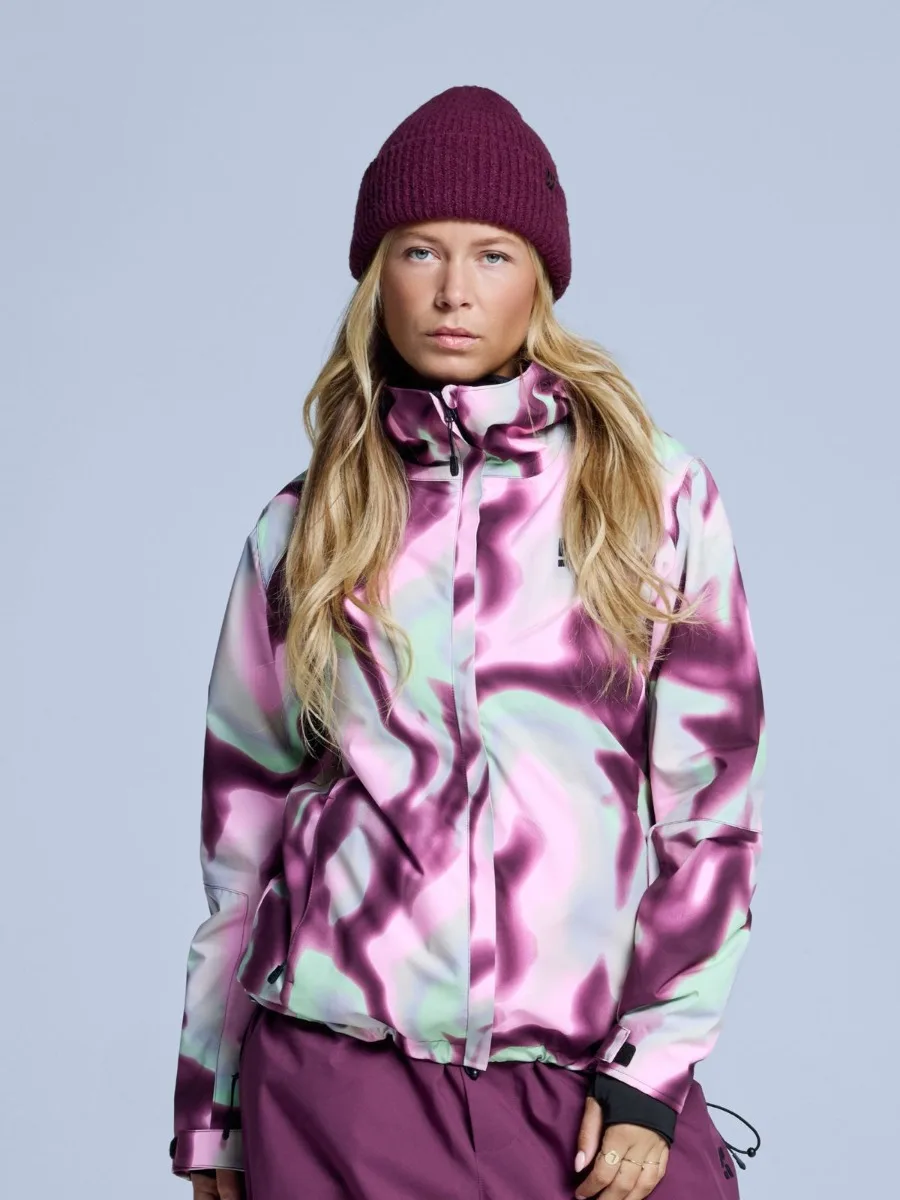 Poederbaas Ski-jas Dames Arty 2L Insulated Tie Dye Pink Multi-L