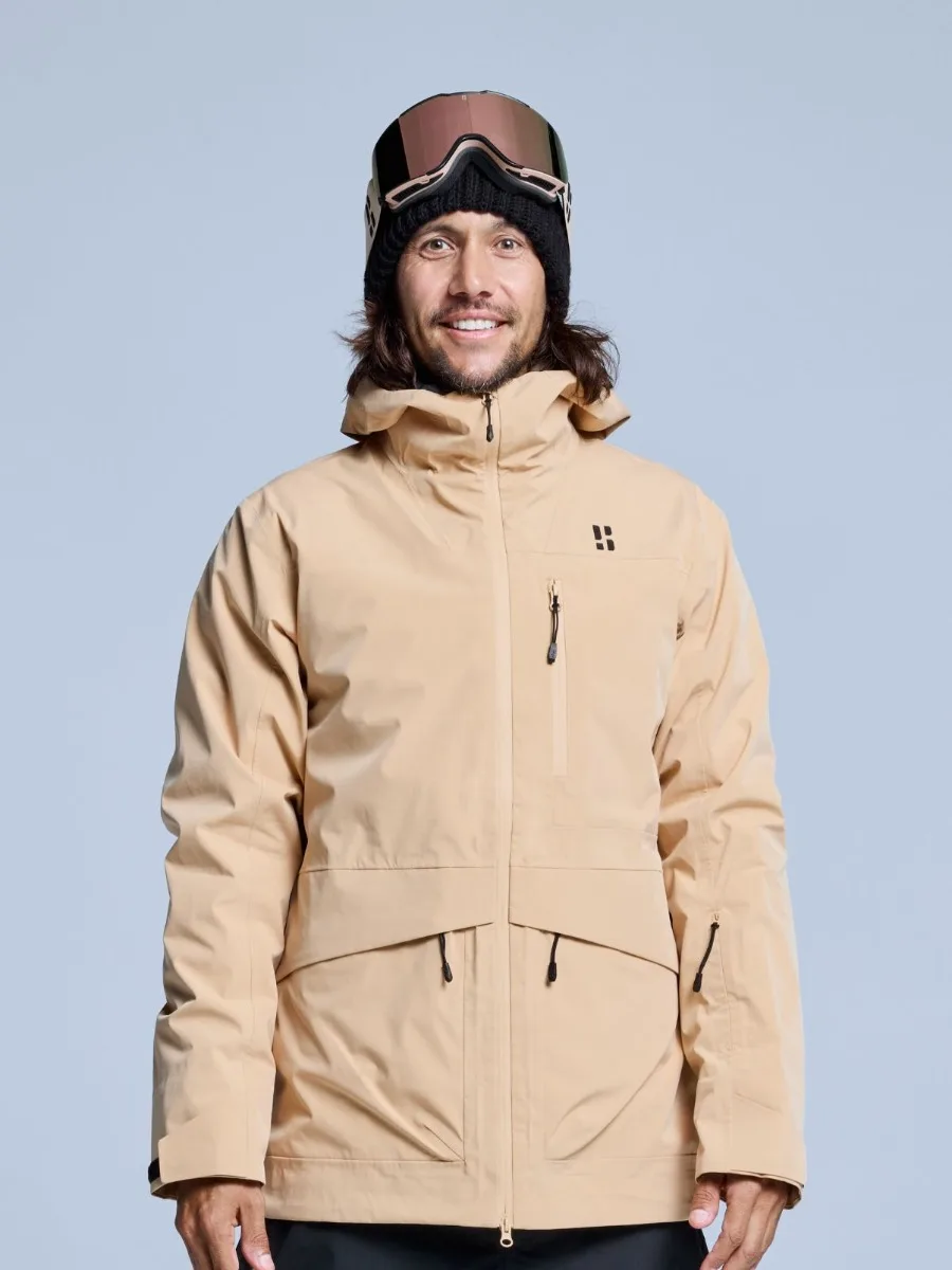 Poederbaas Ski-jas Heren Freeride 3L Hardshell Warm Sand-L