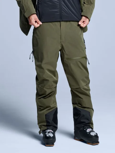 Poederbaas Skibroek Heren Freeride 3L Hardshell Olive Green-XL