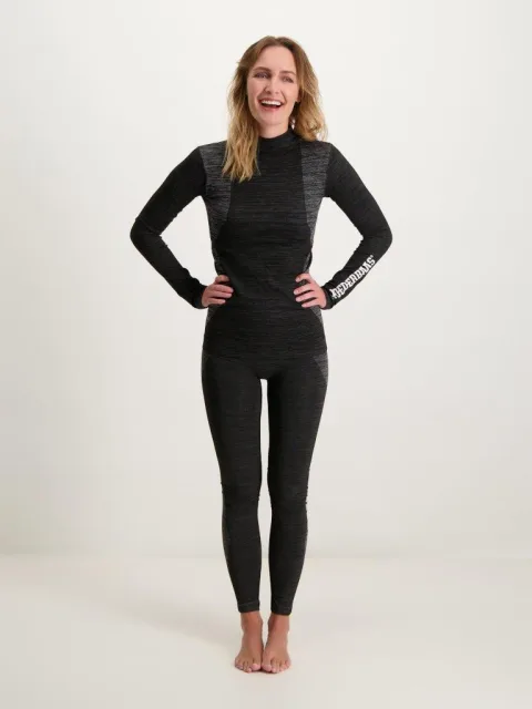 Poederbaas Thermoset Dames Technical - Thermoshirt + Thermolegging - Zwart-S