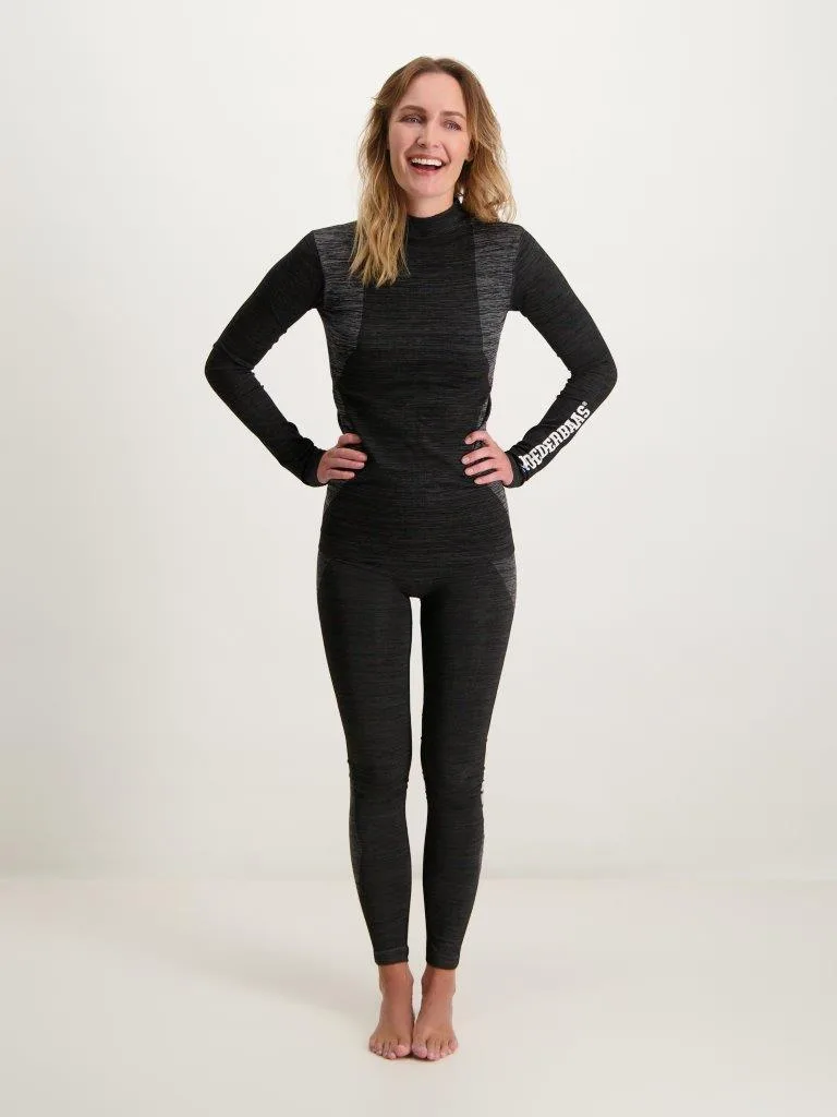 Poederbaas Thermoset Dames Technical - Thermoshirt + Thermolegging - Zwart-S
