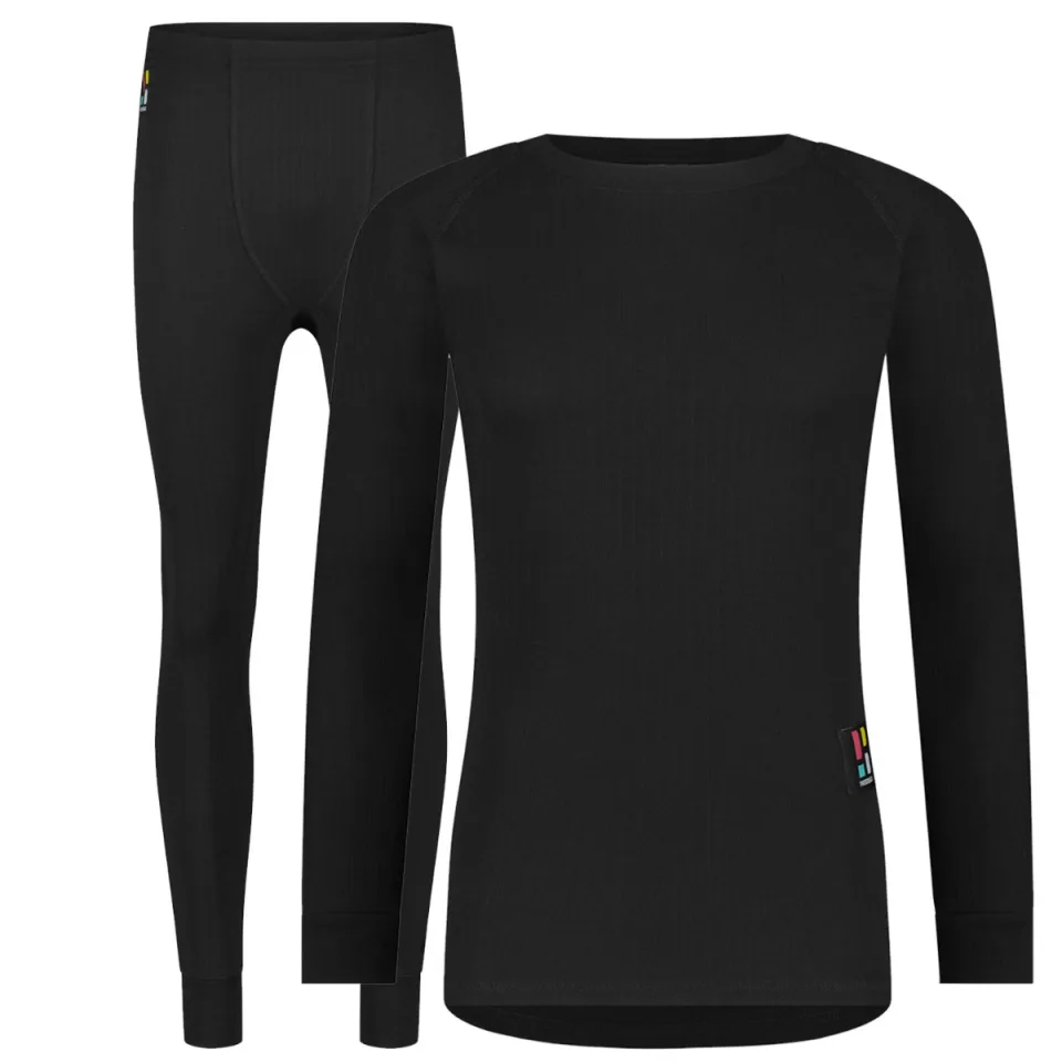 Poederbaas Thermoset Heren Pro- Thermoshirt + Thermolegging - Zwart-M