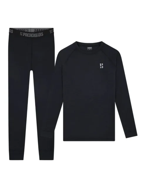Poederbaas Thermoset Merinowol Dames - Thermoshirt + Thermolegging - Zwart-S