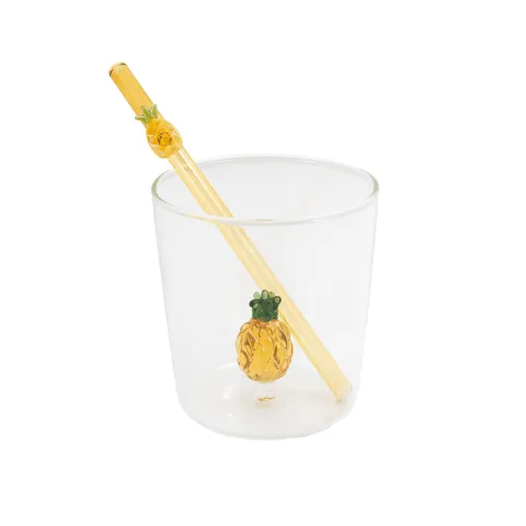 Point-Virgule - glas ananas met rietje - 300 ml .
