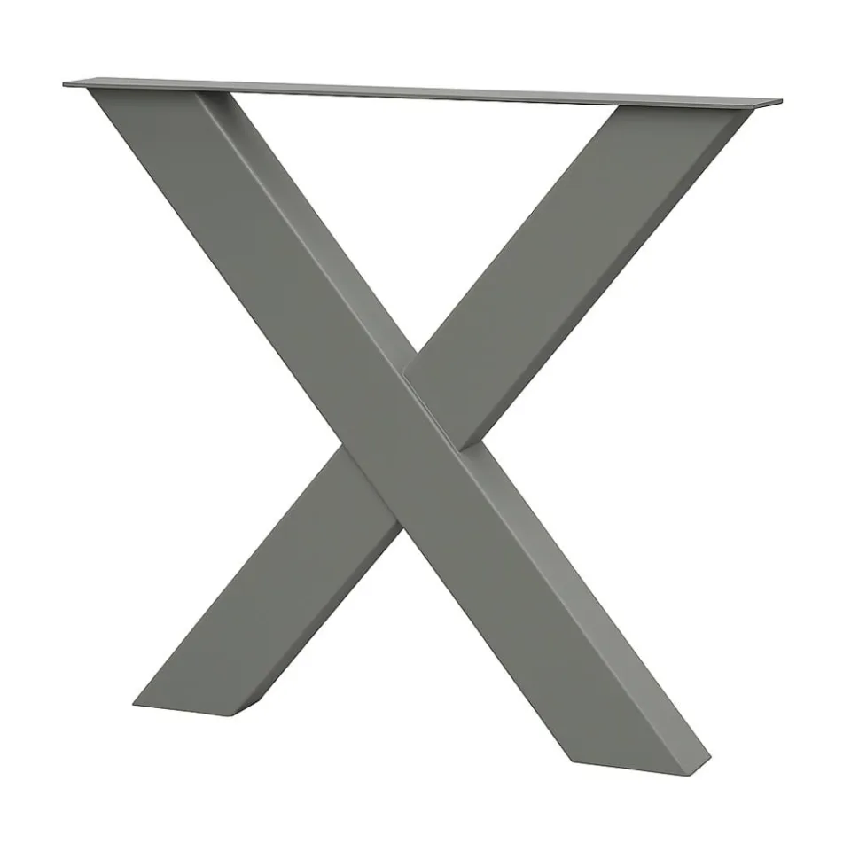 Premium stalen X tafelpoot 76 bij 10 cm en hoogte 72 cm steengrijs (10 x 10 cm)