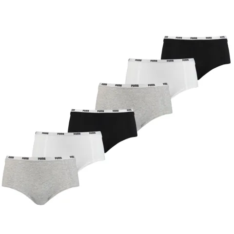 Puma Mini Short Dames Zwart/Wit/Grijs 6-Pack -M