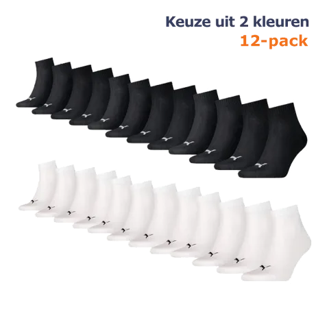 Puma Quarter Sokken Plain 12-pack Zwart-43/46