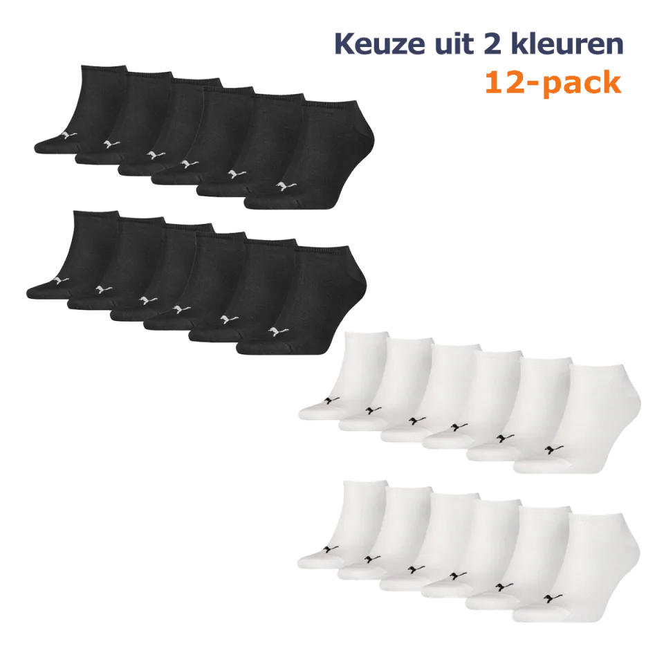 Puma Sneakersokken Plain 12-pack Zwart-35/38