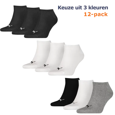 Puma Sneakersokken Plain 12-pack Zwart / Wit / Grijs-35/38