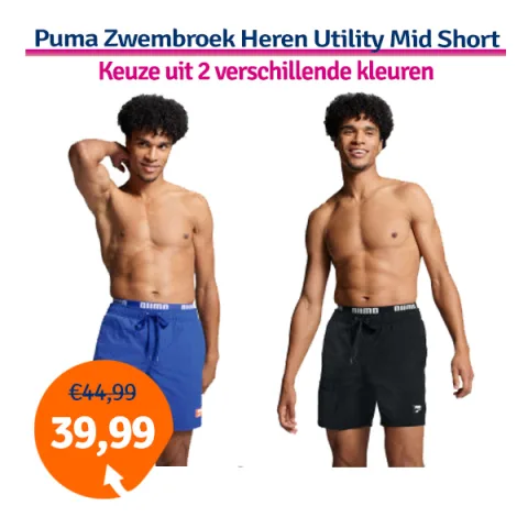 Puma Zwembroek Heren Utility Mid Shorts Zwart-XL