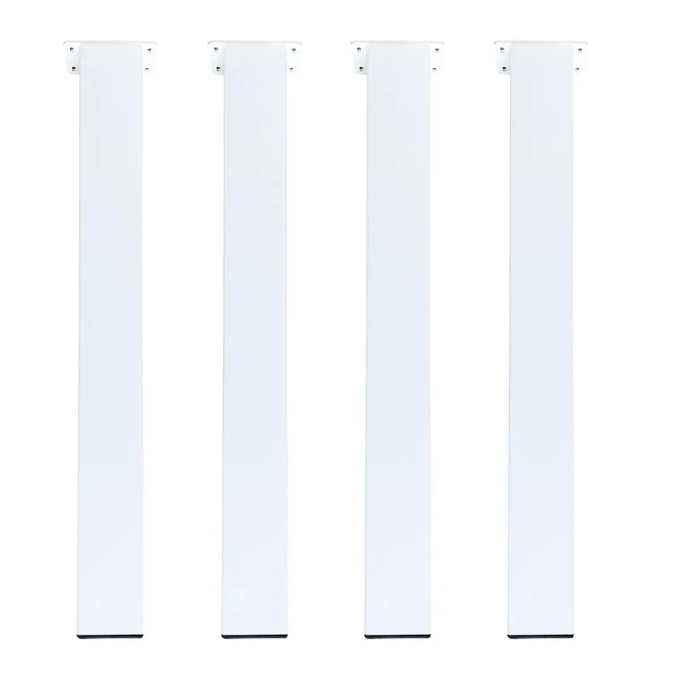 Set stalen tafelpoten wit vierkant 8 bij 8 cm en hoogte 72 cm (8 x 8 cm) - 4 stuks