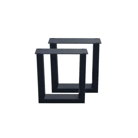 Set stalen U bankpoten 36 bij 10 cm en hoogte 40 cm zwart (4 x 10 cm) - 2 stuks
