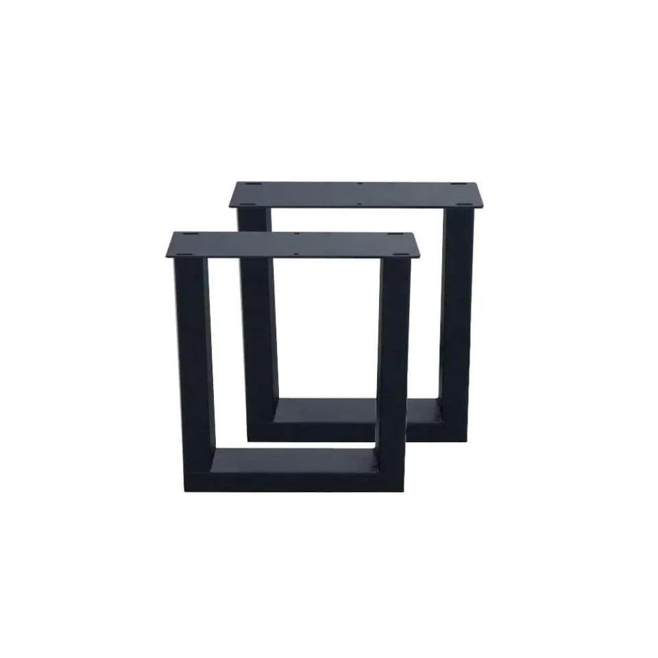Set stalen U bankpoten 36 bij 10 cm en hoogte 40 cm zwart (4 x 10 cm) - 2 stuks