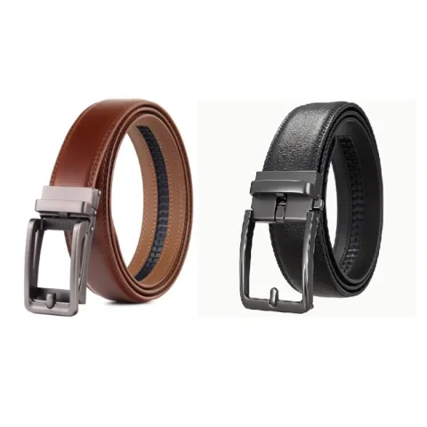 Set van 2 DSTRCT Verstelbare Lederen Heren Riemen zonder Gaatjes
