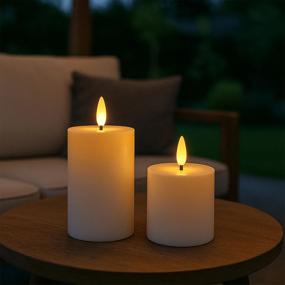 Set van 2 FlinQ Oplaadbare LED Outdoor Kaarsen