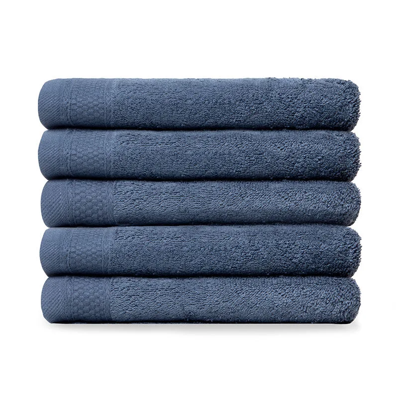 Set van 5 Nina 100% Katoenen Handdoeken-Handdoek 50x100-Marineblauw