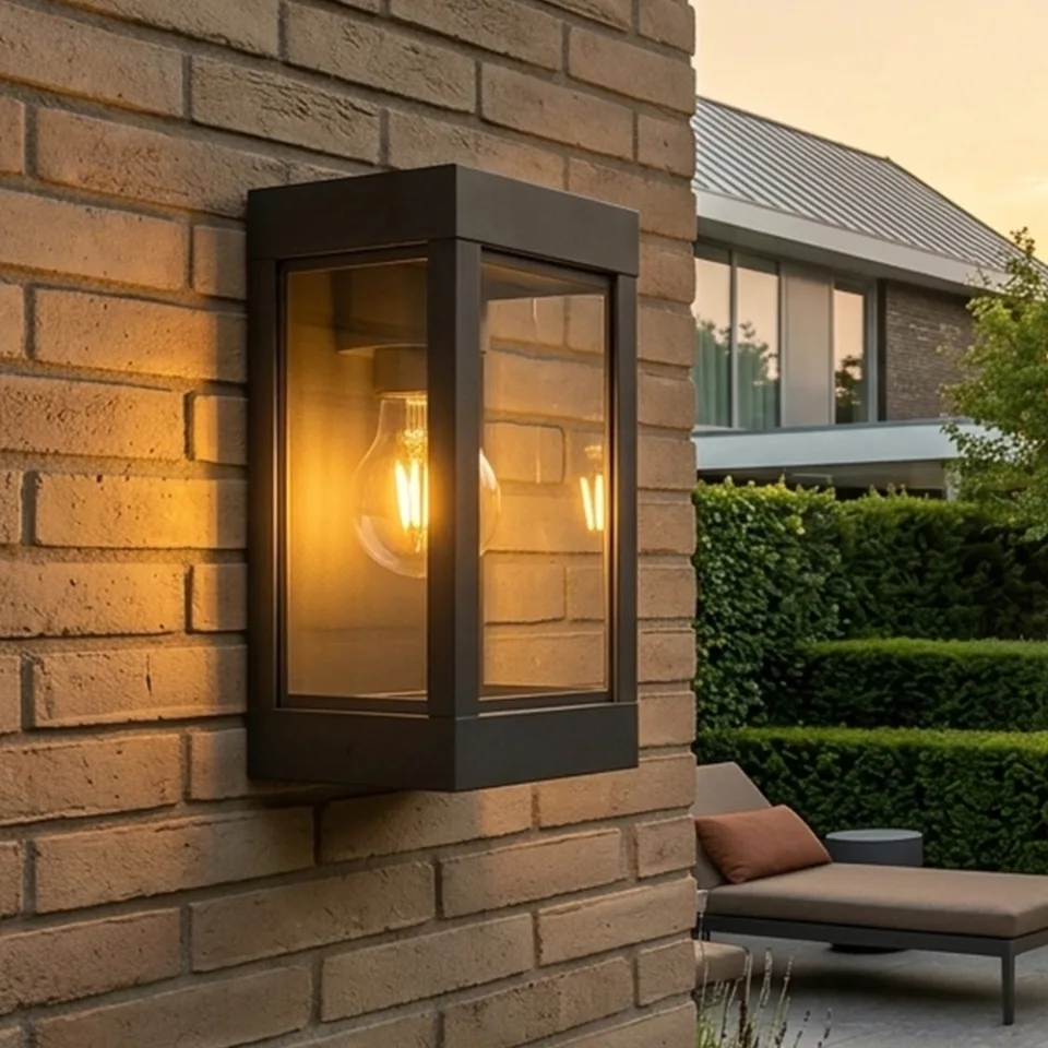 Solar led wandlamp cube met filament led lamp