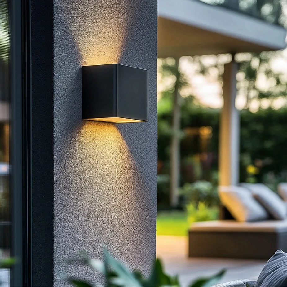 Solar led wandlamp up downlight emme | warm wit licht | rechte afwerking