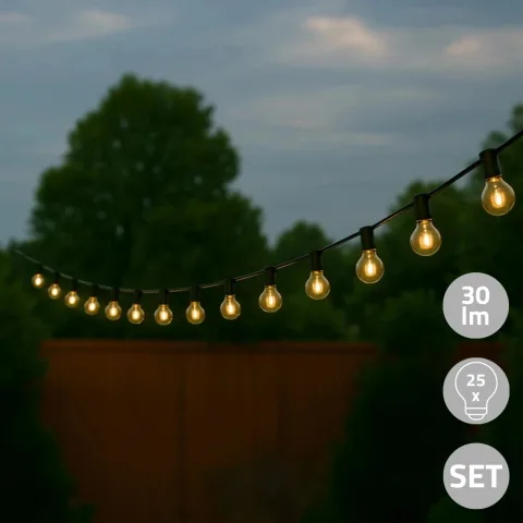Solar lichtslinger chain | met 25 warm witte led filament lampen