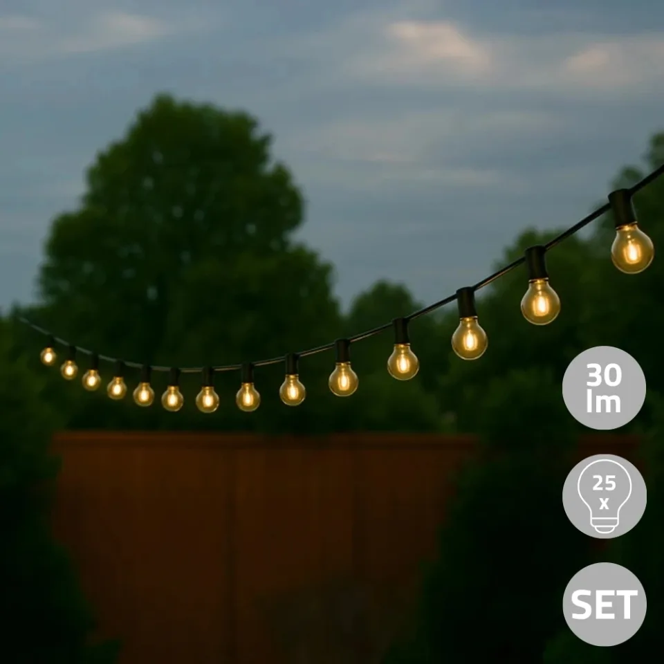 Solar lichtslinger chain | met 25 warm witte led filament lampen