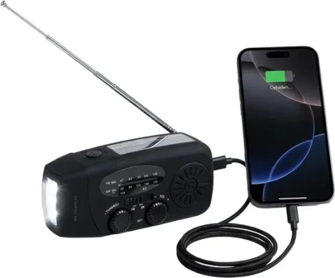 Solar Noodradio met LED Lamp - FM Radio - Powerbank