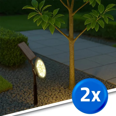 Solar spot sunny dual white tuinspot met grondspies - 2 stuks
