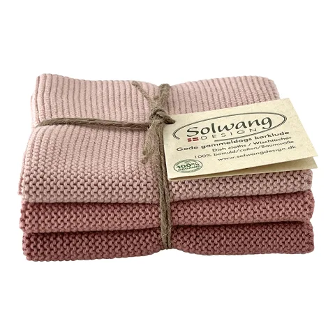 Solwang Design - vaatdoekjes - set van 3 - Smoky Rose combi .