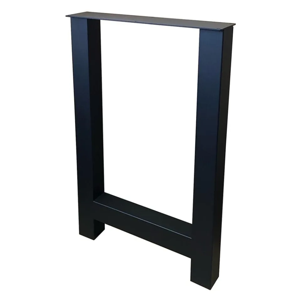 Stalen H tafelpoot zwart 60 bij 8 cm en hoogte 90 cm (8 x 8 cm)