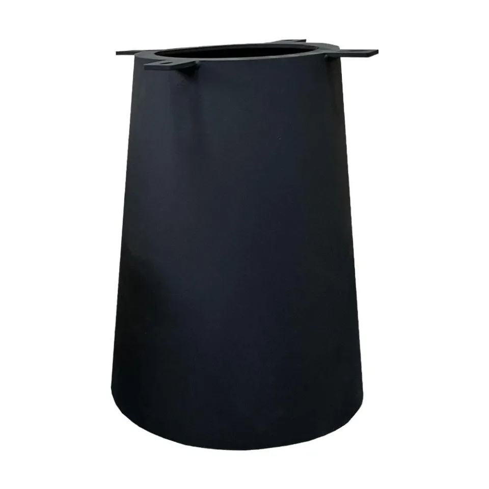 Stalen kegel salononderstel zwart conisch 30 bij 30 cm en hoogte 37 cm