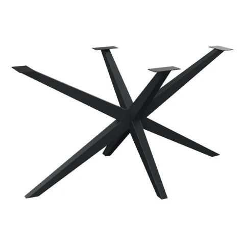 Stalen matrix zwart spinpoot 140 bij 74 cm en hoogte 73,5 cm tapse koker met een subtiel verloop van 4cm x 4cm naar 7,5cm x 5,5 cm