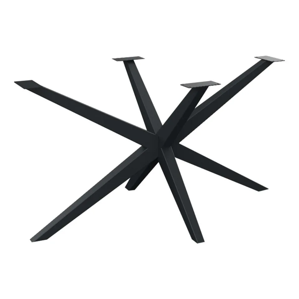 Stalen matrix zwart spinpoot 140 bij 74 cm en hoogte 73,5 cm tapse koker met een subtiel verloop van 4cm x 4cm naar 7,5cm x 5,5 cm