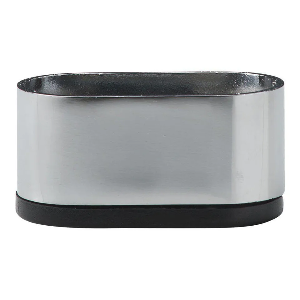 Stalen meubelpoot chroom ovaal 6 bij 3 cm en hoogte 3 cm (3 x 6 cm)