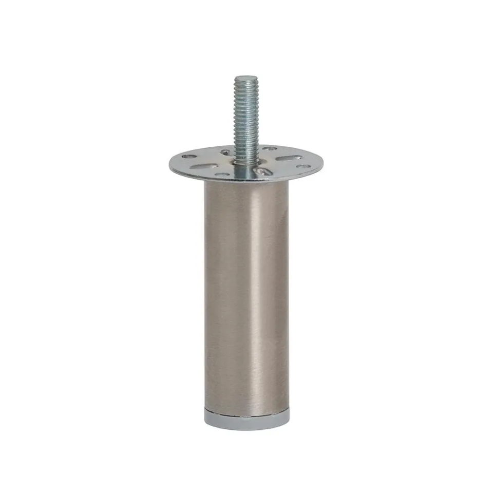 Stalen meubelpoot rvs look rond ø 2,5 cm en hoogte 8 cm (M8)