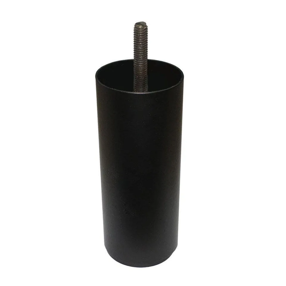 Stalen meubelpoot zwart rond ø 6 cm en hoogte 12 cm (M8)