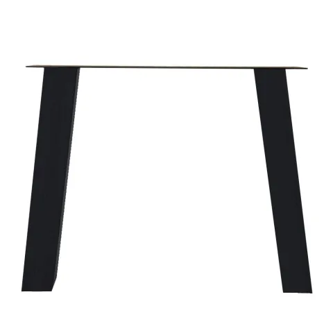 Stalen tafelpoot zwart trapezium 80 bij 10 cm en hoogte 72 cm (10 x 10 cm)