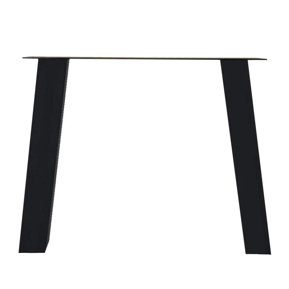 Stalen tafelpoot zwart trapezium 80 bij 10 cm en hoogte 72 cm (10 x 10 cm)