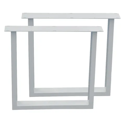 Stalen U tafelpoot wit 70 bij 10 cm en hoogte 72 cm (4 x 10 cm) - 2 stuks