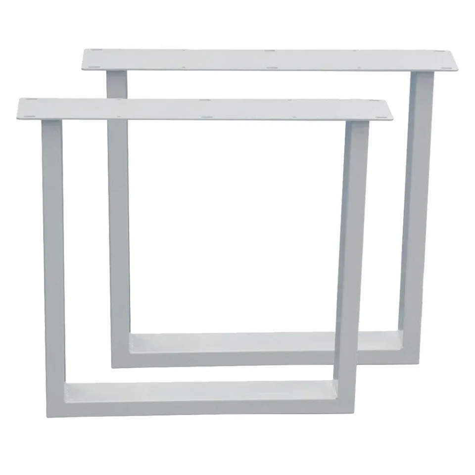 Stalen U tafelpoot wit 70 bij 10 cm en hoogte 72 cm (4 x 10 cm) - 2 stuks