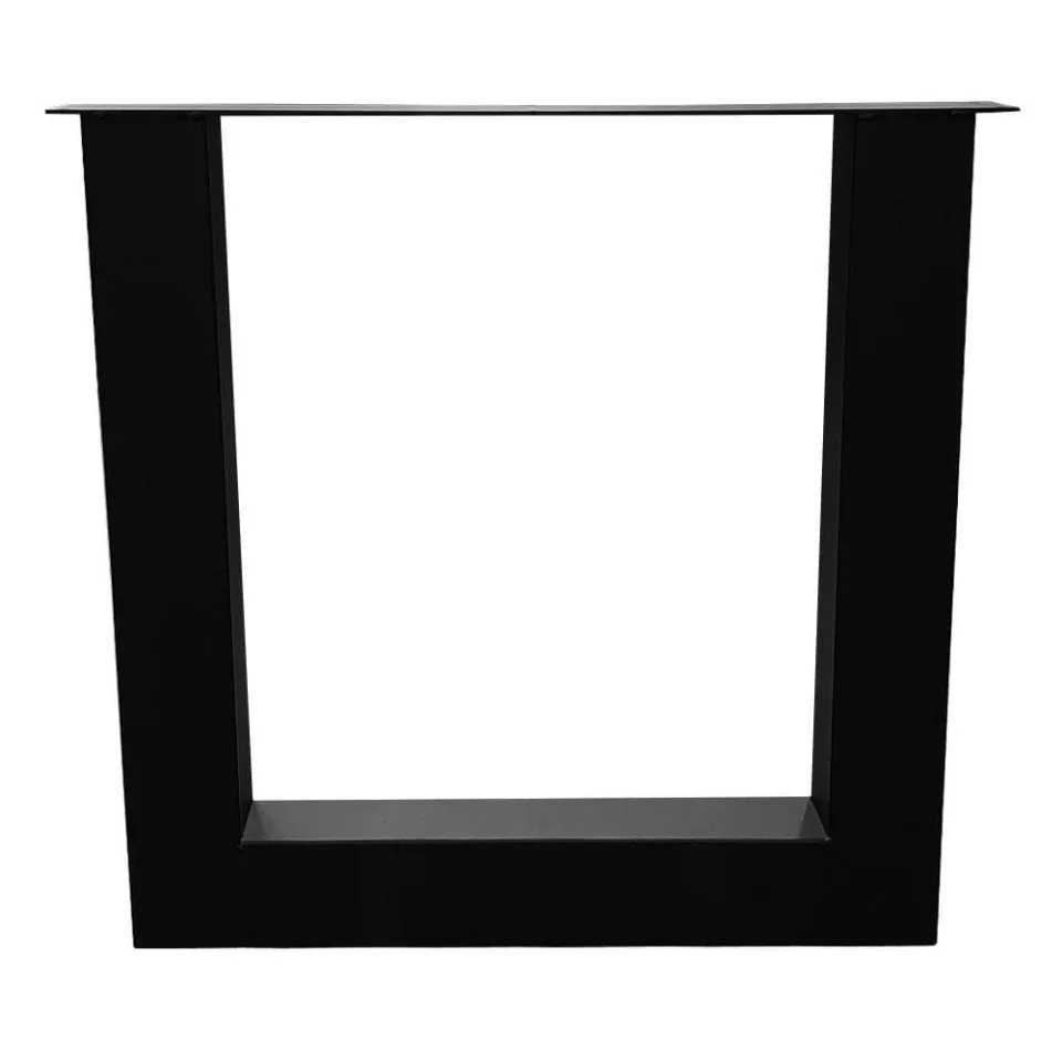 Stalen U tafelpoot zwart 76 bij 10 cm en hoogte 72 cm (10 x 10 cm)