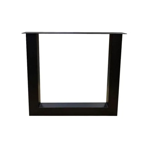 Stalen U tafelpoot zwart 76 bij 8 cm en hoogte 72 cm (8 x 8 cm)