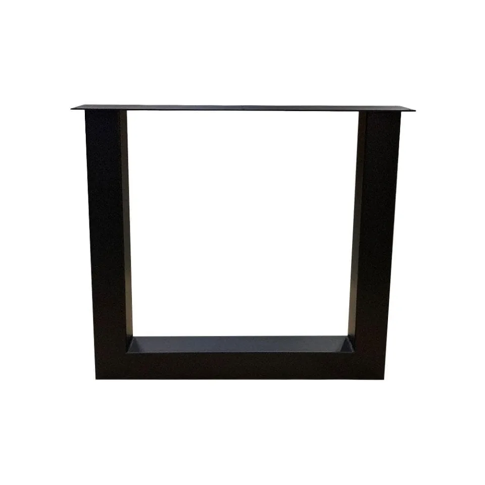 Stalen U tafelpoot zwart 76 bij 8 cm en hoogte 72 cm (8 x 8 cm)