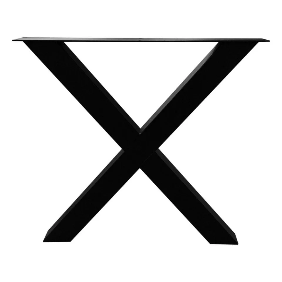 Stalen X-poot 75 bij 8 cm en hoogte 72 cm zwart (8 x 8 cm)