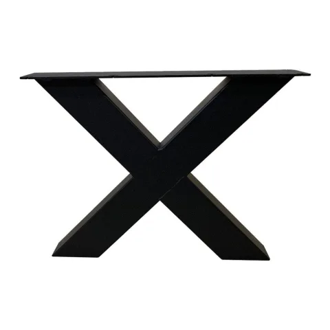 Stalen X-poot salon 55 bij 8 cm en hoogte 40 cm zwart (8 x 8 cm) - 2 stuks