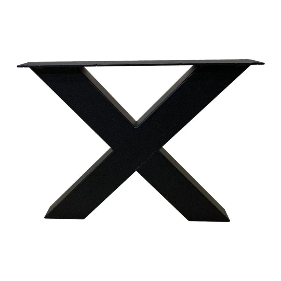 Stalen X-poot salon 55 bij 8 cm en hoogte 40 cm zwart (8 x 8 cm) - 2 stuks
