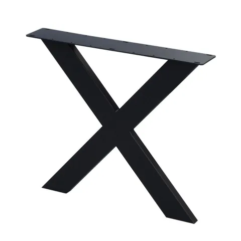Stalen X tafelpoot 75 bij 4 cm en hoogte 72 cm zwart (4 x 10 cm)
