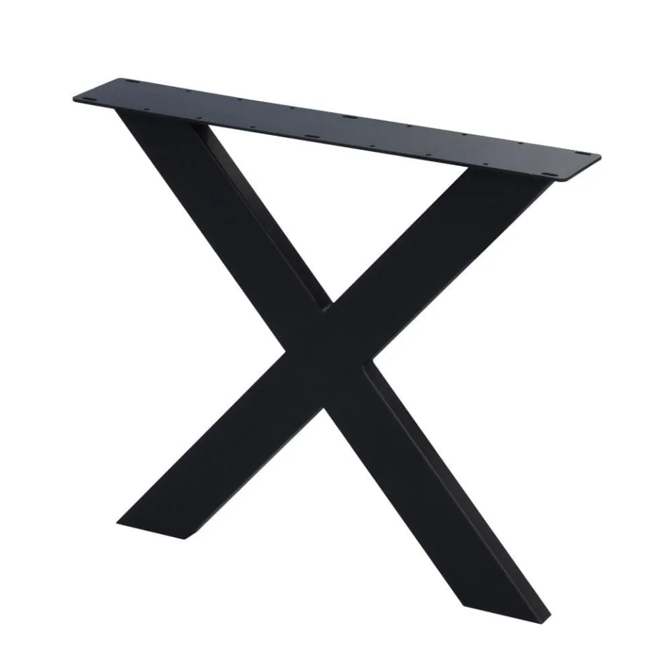 Stalen X tafelpoot 75 bij 4 cm en hoogte 72 cm zwart (4 x 10 cm)