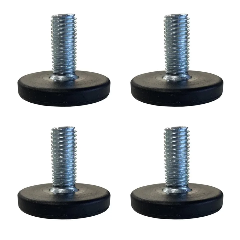 Stelvoet zwart rond Ø 3 cm en hoogte 1 cm van kunststof (M8) - 4 stuks