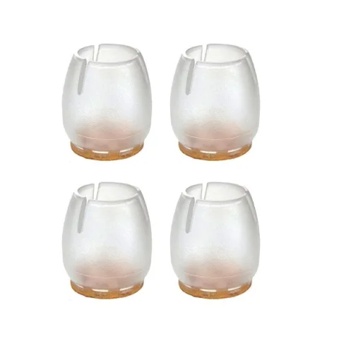 Stoeldop transparant rond Ø 1,4 cm en hoogte 2,5 cm van kunststof - 4 stuks